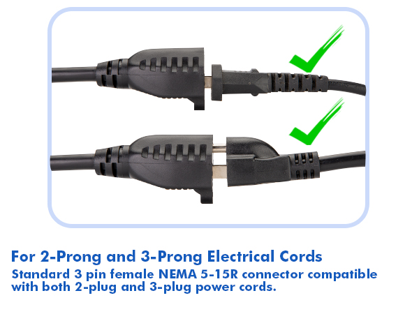 For 2- prong & 3-prong electrical cords