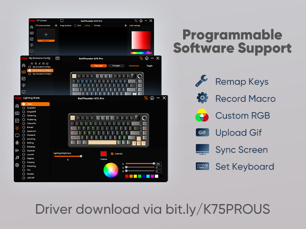Programmable software interface for mechanical keyboard