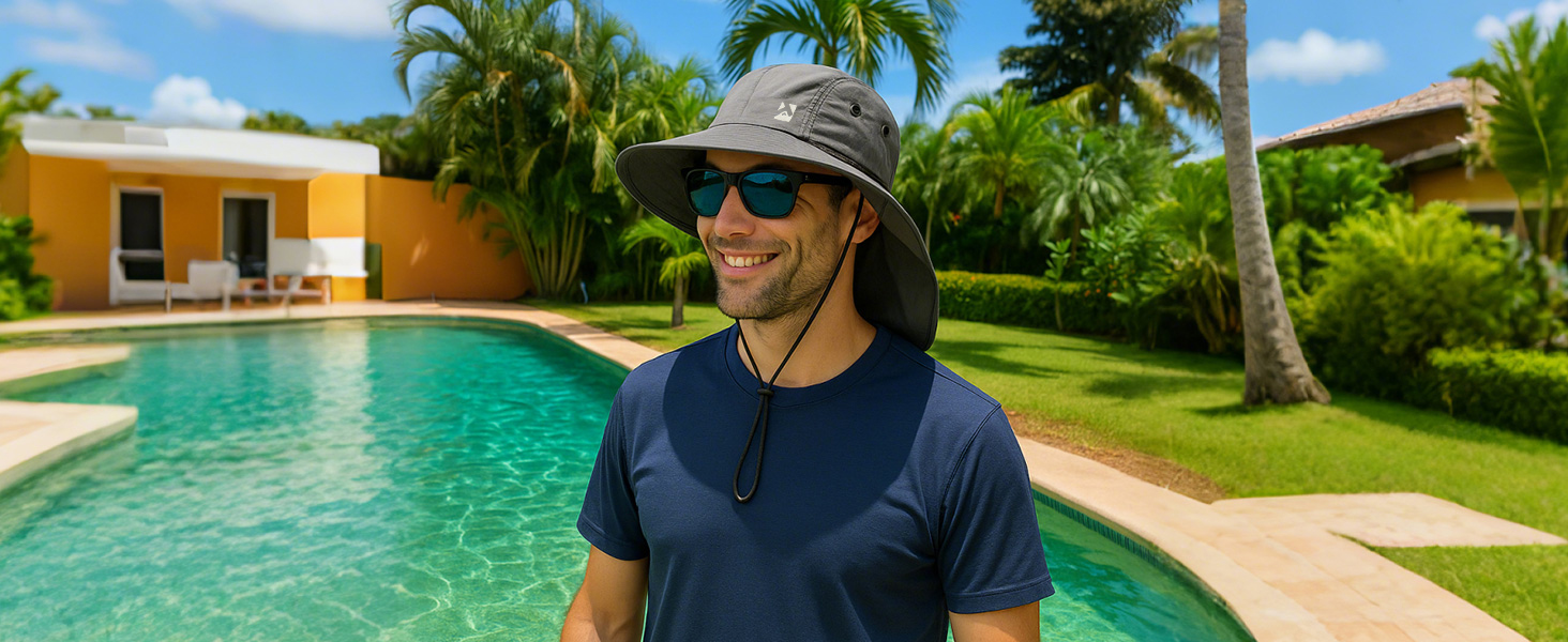xl xxl big large upf uv 50 neck flap wide brim sun fishing hat