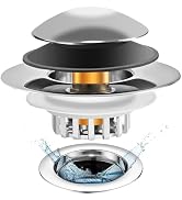 Universal 3 in 1 Bathtub Drain Stopper, Pop up Tub Stopper Bathtub Drain with Filter Basket, Anti...