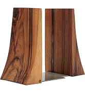 TILISMA Bookends, Walnut Wood with Metal Base - 2 Handmade Book Holders for Heavy Books - Decorat...