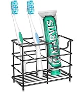 HBlife Small Toothbrush Holder for Bathroom, 5 Slots Black Stainless Steel Bathroom Accessories O...