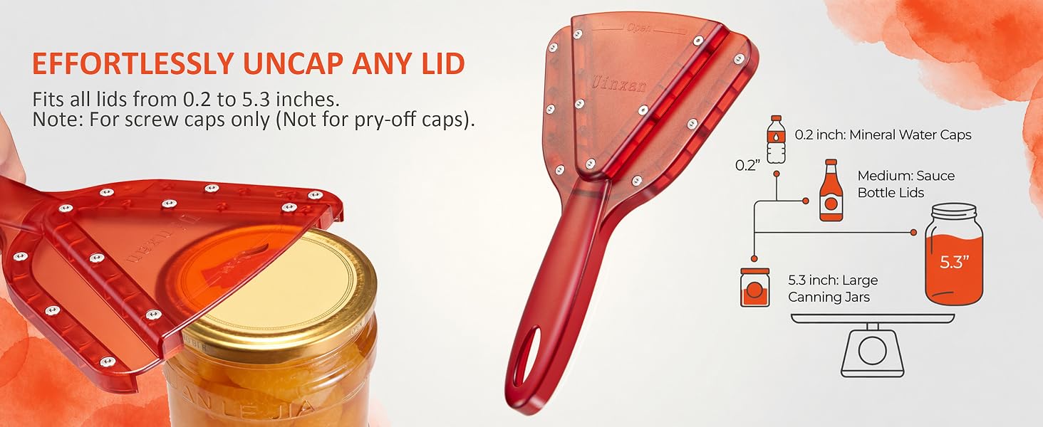 One Opener Fits All Screw Lids (0.2" - 5.3")