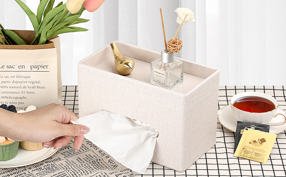 decorative tissue box cover with storage tray