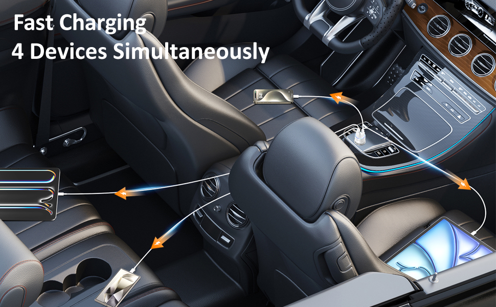 4 port usb c car charger