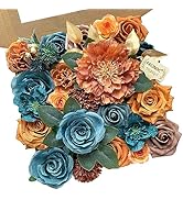 FACINOC Roses Artificial Flowers Bouquet Box Set Fake Flower for DIY Bridal Wedding Shower Decora...