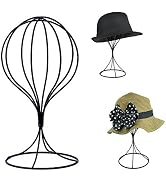 HUOZHI 11.8-inch Black Wrought Iron Hat Display Stand Minimalist Non-Slip Unisex Headwear Holder ...