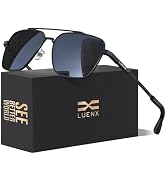 LUENX Aviator Sunglasses for Men Women Square Polarized Polygon Lens - UV 400 Protection
