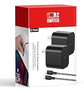 (2 Pack) Switch 2 Charger with 5FT+10FT USB-C Cable Bundle, 60W PD 3.0 Fast Charging Block (20V/3...