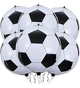 6 Pack Giant 22 Inch Soccer Foil Balloons 4D Sephere Mylar Football Balloons Helium Metallic Ball...