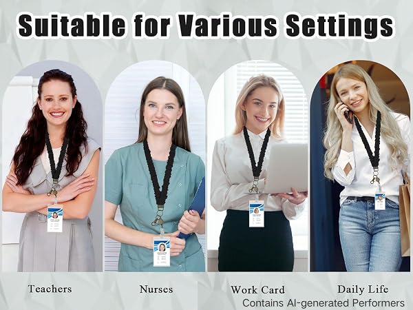 Scrunchie Lanyard for ID Badges Set