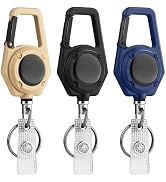 Retractable Keychain Badge Holder Reel 3 Pack, Heavy Duty Carabiner Badge Holder, Extendable Key ...