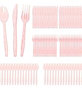 180 Pack Pink Glitter Plastic Silverware