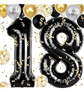 18th Birthday Decorations for Boys, 40 inch 18 Balloon Numbers, 18 pcs 12 inch 18th Birthday Deco...