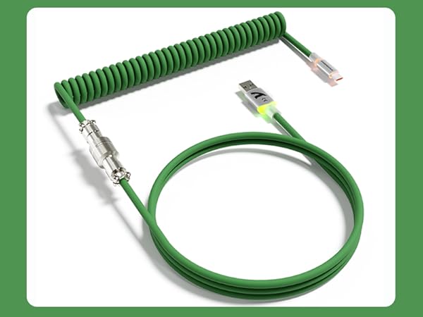 ATTACK SHARK C01 ULTRA Green Coiled C to A TPU Cable for 8K Polling Rate Gaming Keyboard