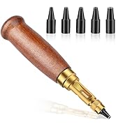 TLKKUE Adjustable Screw Hole Punch Automatic Hole Punch Tool with Wooden Handle Bookbinding Tool ...