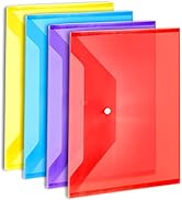 4 Pack Plastic Envelopes with Snap Closure, LEOBRO US Letter A4 Size Plastic File Folders for Doc...