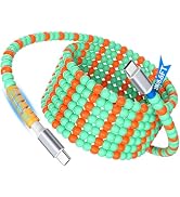 USB C Cable Beaded 6.6FT,Fast Charging Cable for iPhone 17 16 15,60W 45W 30W 27W 25W USB-C to Typ...