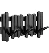 Wooden Space Saving Coat Rack Wall Mount, Black Coat Hanger Wall Mount, Walnut Piano Key Entryway...