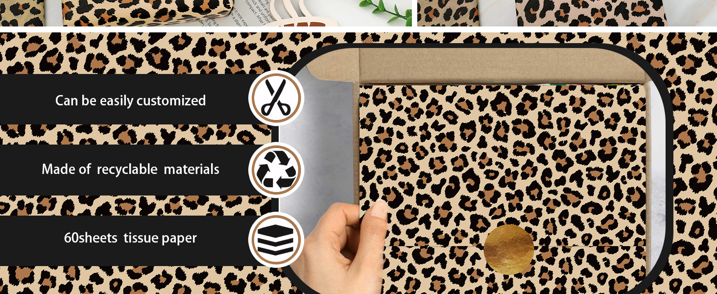 Gift Wrapping Paper Brown Safari Animal Cheetah DIY Art Crafts Tissue