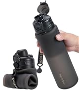 TakeToday Collapsible Water Bottles 32oz, Foldable Travel, BPA Free | Silicone | Leakproof | for ...