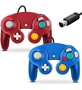Gamecube Controller, Fiotok Classic Wired Controller for Wii Nintendo Gamecube (Blue & Red-2Pack)