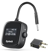 Syntech Airplane Bluetooth Transmitter Receiver for 2 AirPods or Wireless Headphones, HD Display ...