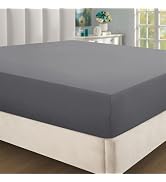 MOONLIGHT20015 Grey Fitted Sheet Queen Size - 1800 Brushed Microfiber 360° All Around Elastic Hot...