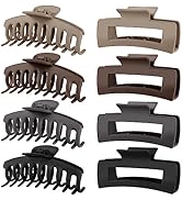 TOCESS 8 Pack Neutral Matte Big Claw Clips for Thick Hair, 4.3 Inch Large Hair Claw Clips for Wom...