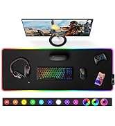 Gimars Large Gaming Mouse Pad with Stitched Edges, RGB Mouse Pad with 12 LED Lighting Modes, Prem...