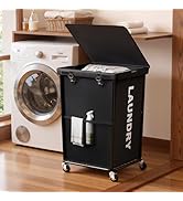 160L Laundry Basket with Wheels, Rolling Laundry Hamper with Cloth Cover, Laundry Cart with Metal...