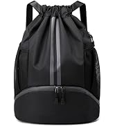 BROTOU Soccer Bags, Football Backpack, Volleyball Bag, Drawstring Backpack with Ball and Shoe Com...