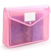 Tamaki Plastic Expanding File Folder, Fit Letter/A4 Size, Pink, 1 Pack | Transparent envelopes wi...