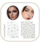 QWALIT Y2K Fake Piercings Face Gems Hair Gems Hair Jewels Eye Jewels Stick on Rhinestones for Mak...