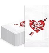 WRAPAHOLIC 50Pcs Valentine's Day Paper Napkins - 3-Ply Vintage Red Love Pattern Guest Disposable ...