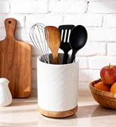 Satu Brown 360° Rotating Kitchen Utensil Holder, Large Cooking Utensil Holder for Countertop with...