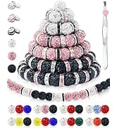 180PCS FIVEIZERO 10mm Rhinestone Beads for Jewelry Making – Sparkly Round Crystal Clay Beads & Sp...