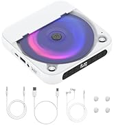 CD Player for Car,MONODEAL External Portable Car CD Players with AUX Cable/BT TX/HiFi Speakers,Bl...