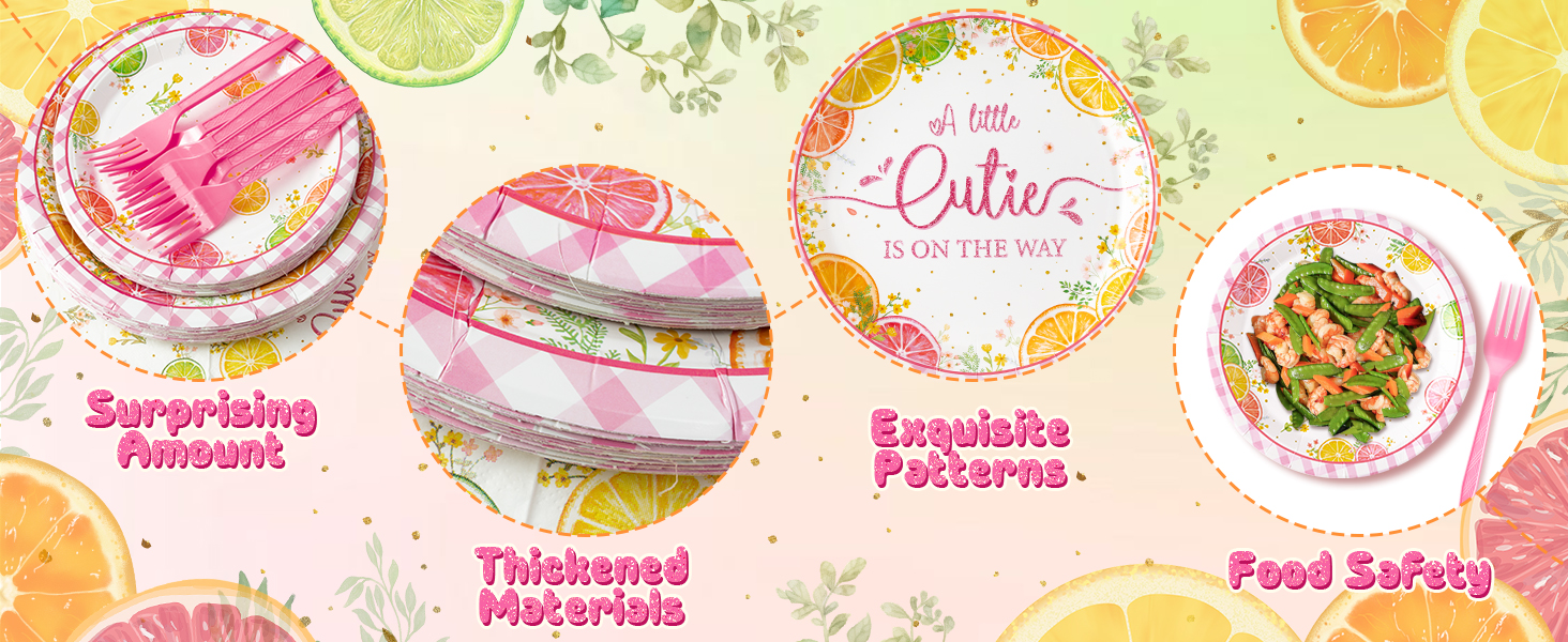 96Pcs Little Cutie Baby Shower Party Plate Supplies