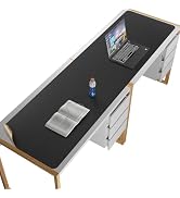 Vyaaa 74.8"x19.6" PU Leather & Cork Large Desk Mat (Black) - XXL Extended Mouse pad, Reversible D...
