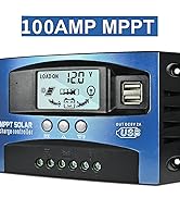 100A MPPT Solar Charge Controller, 12V/ 24V Solar Panel Battery Intelligent Regulator with Dual U...
