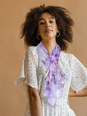 purple floral scarf for women
