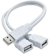 Vrllinking Dual USB Port Cable, USB Male to 2 Dual USB Female,USB Y Splitter hub Power Cord Exten...