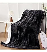 HYLEORY Heated Throw Blanket 50''x60'' - Soft Faux Fur Electric Blanket with 5 Heating Levels & A...