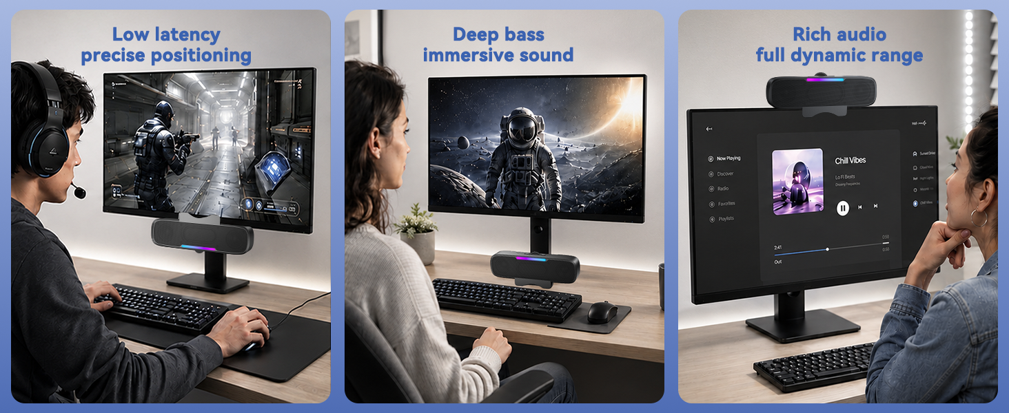 For gaming, watching movie, and listening to music