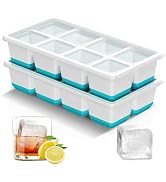 VEHHE Ice Cube Tray, 2 Pack Reusable Large Ice Cube Molds, Ice Cube Trays for Freezer with Lid, E...