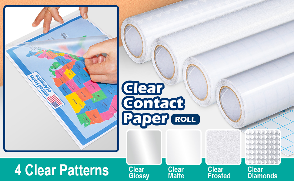 olivo clear contact paper rolls for books crafts clear glossy matte frosted diamond patterns