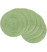 SHACOS Round Placemats Set of 6 for Dining Tables 15 inch Cotton Braided Placemats Washable Rever...
