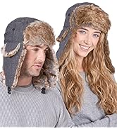 Winter Trapper Hat - Russian Ushanka Trooper Aviator Hats for Men & Women - Snow Eskimo Hat with ...