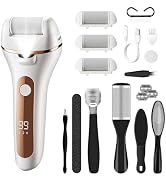 Electric Foot Callus Remover Rechargeable Pedicure Kit With 3 Roller Heads 2 Speed IPX6 Waterproo...
